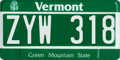 VT license plate ZYW318