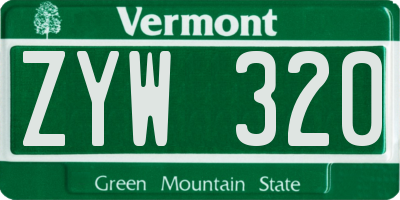 VT license plate ZYW320
