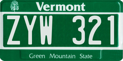 VT license plate ZYW321