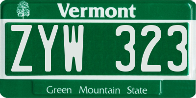 VT license plate ZYW323