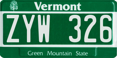 VT license plate ZYW326
