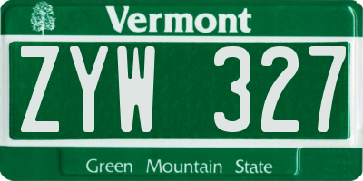 VT license plate ZYW327