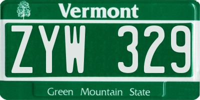 VT license plate ZYW329