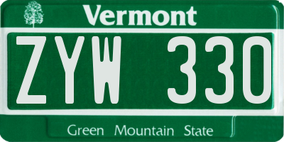 VT license plate ZYW330