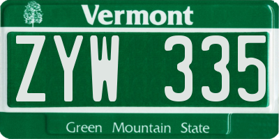 VT license plate ZYW335