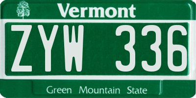 VT license plate ZYW336