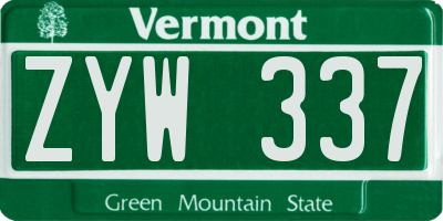 VT license plate ZYW337