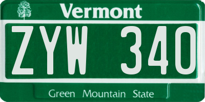 VT license plate ZYW340