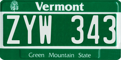 VT license plate ZYW343
