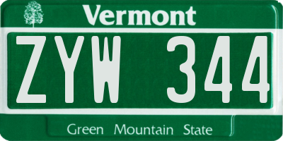 VT license plate ZYW344