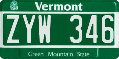 VT license plate ZYW346