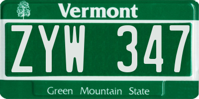 VT license plate ZYW347