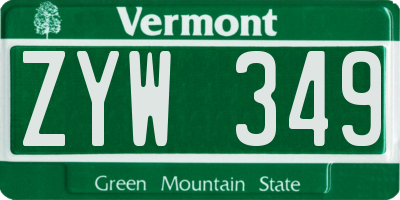 VT license plate ZYW349