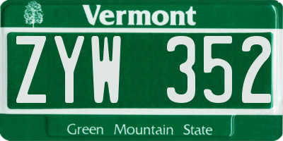 VT license plate ZYW352