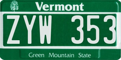 VT license plate ZYW353