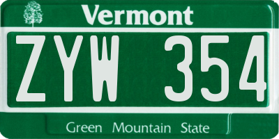 VT license plate ZYW354