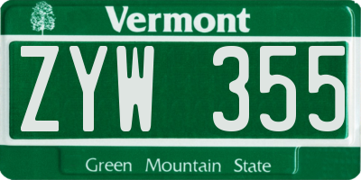 VT license plate ZYW355