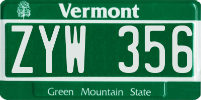 VT license plate ZYW356