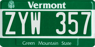 VT license plate ZYW357