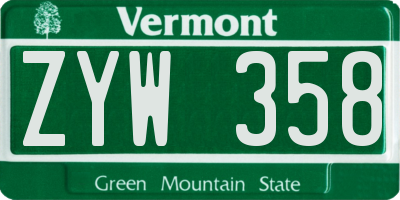 VT license plate ZYW358