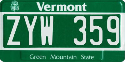 VT license plate ZYW359