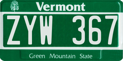 VT license plate ZYW367
