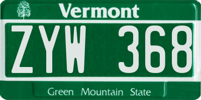 VT license plate ZYW368