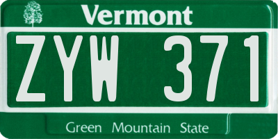 VT license plate ZYW371