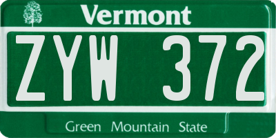 VT license plate ZYW372