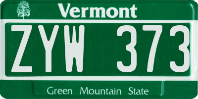 VT license plate ZYW373