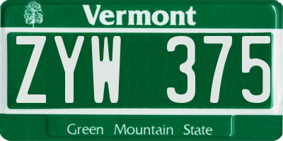 VT license plate ZYW375