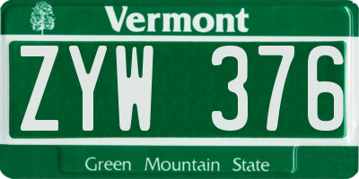 VT license plate ZYW376