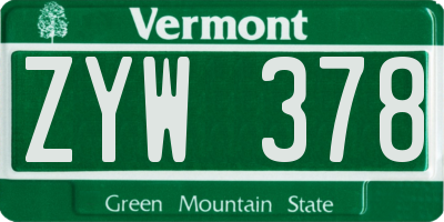VT license plate ZYW378