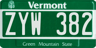 VT license plate ZYW382