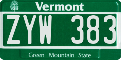 VT license plate ZYW383