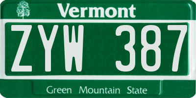 VT license plate ZYW387