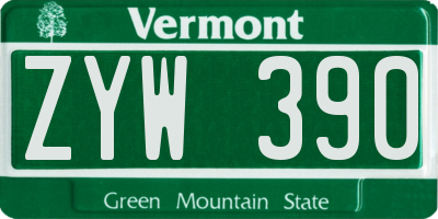 VT license plate ZYW390