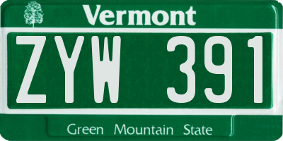 VT license plate ZYW391