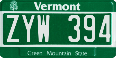 VT license plate ZYW394