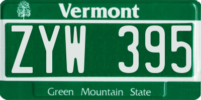 VT license plate ZYW395