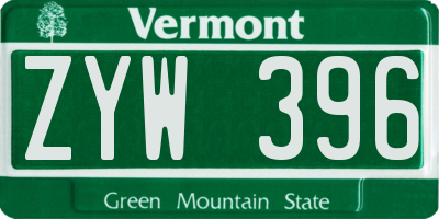 VT license plate ZYW396
