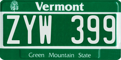 VT license plate ZYW399
