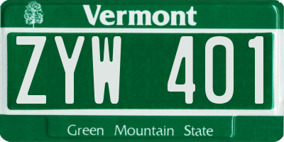 VT license plate ZYW401