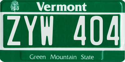 VT license plate ZYW404