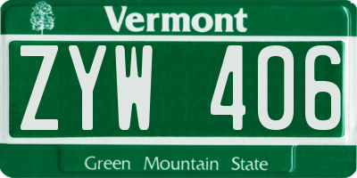 VT license plate ZYW406