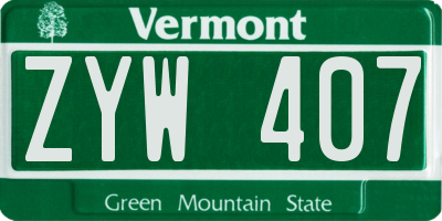 VT license plate ZYW407