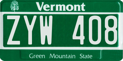 VT license plate ZYW408