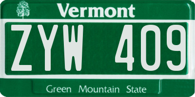 VT license plate ZYW409
