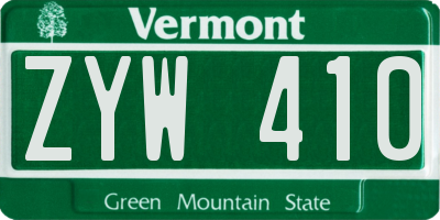 VT license plate ZYW410