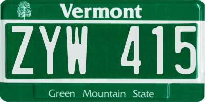 VT license plate ZYW415